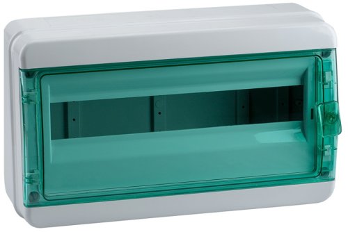 Бокс пластиковый Кэаз OptiBox ЩРН-П-18 P-BNZ-3-18-IP65 (290х236х102мм) IP65 зеленая дверца картинка 